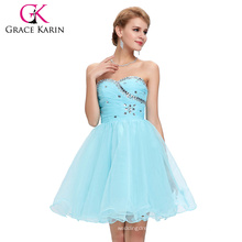 Grace Karin New Design Gown Voile Above Knee Beaded Sexy Light Blue Cocktail Dresses CL4503-1